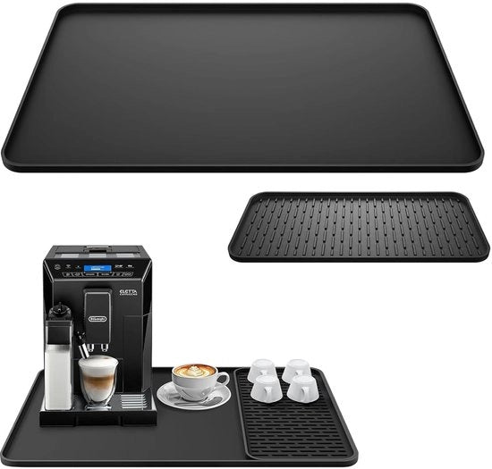 Mat di caffè in silicone - Antiscivolo e impermeabile - 1 pezzo - Nero - Sostenibile