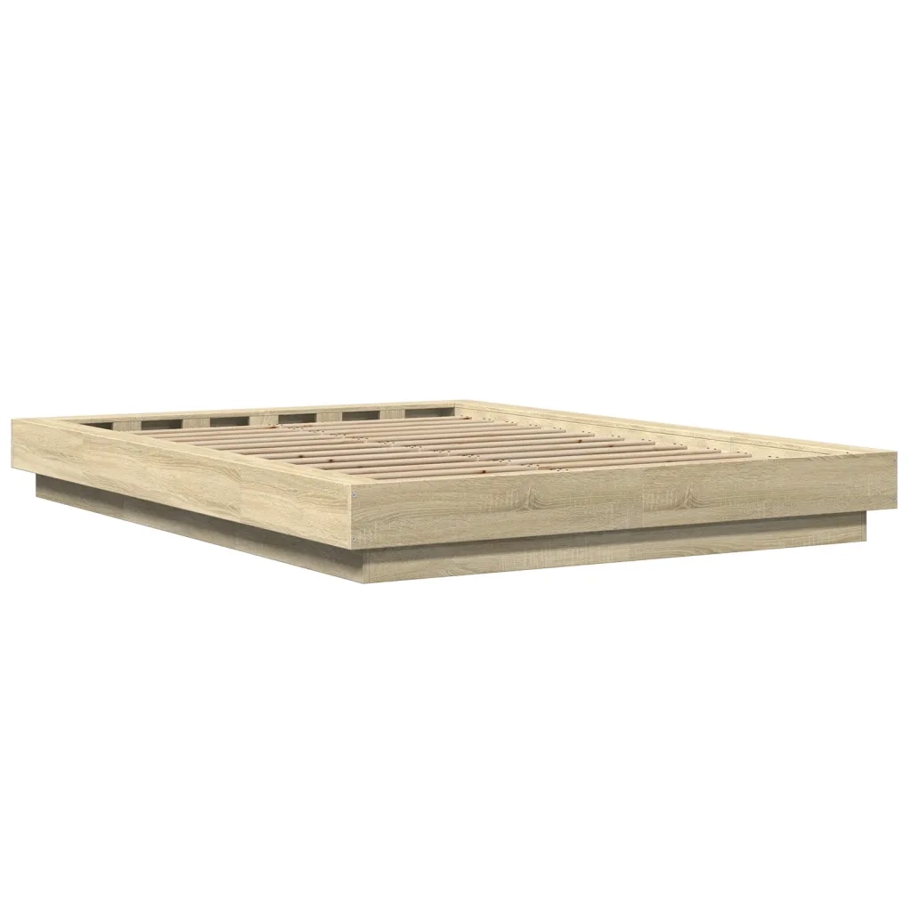 Letto matrimoniale | Letto per adulti | Giroletto Rovere Sonoma 140x200 cm in Legno Multistrato