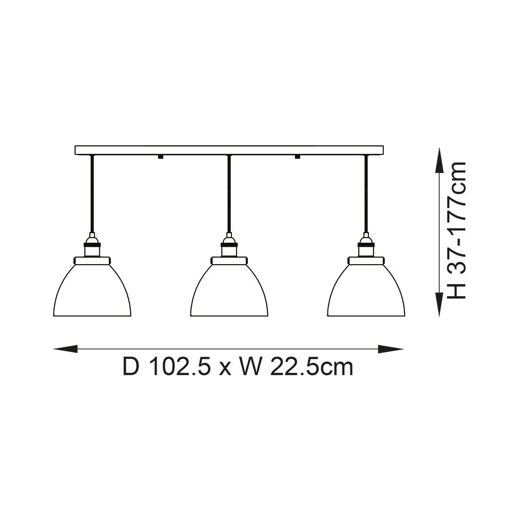 Lampada a sospensione industriale ottone anticato vetro 3xE27