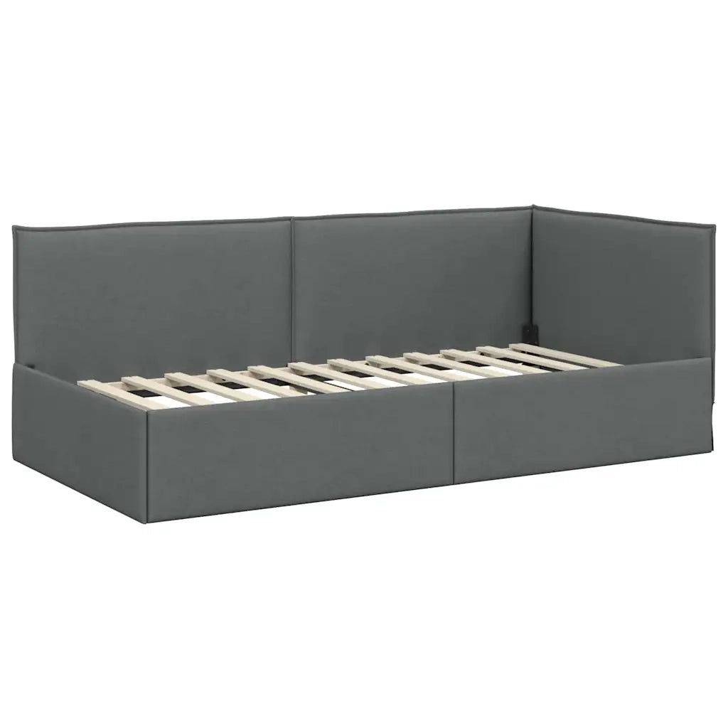 Cornice del letto ad angolo Grigio scuro 80 x 200 cm Tessuto