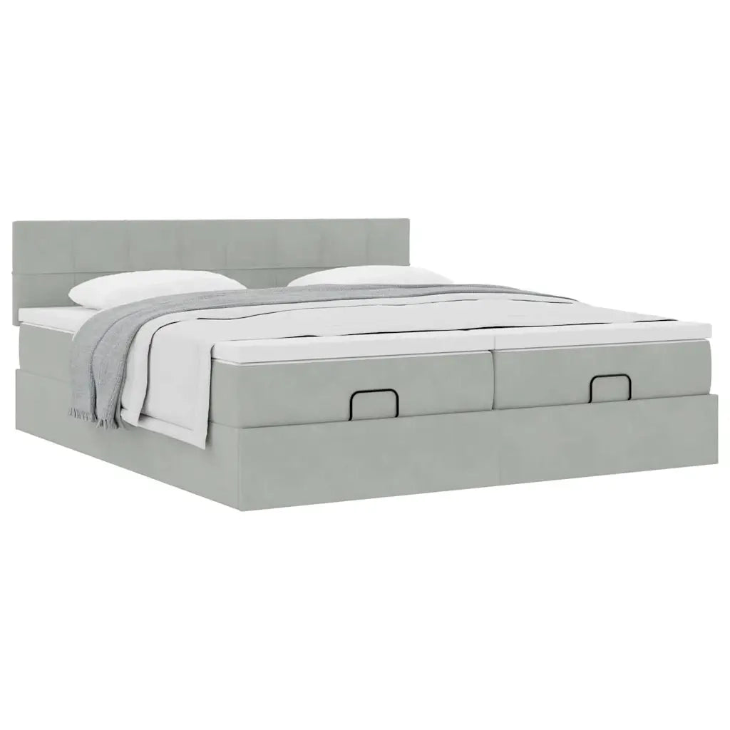 Struttura Letto Pouf con Materassi 200x200 cm Velluto