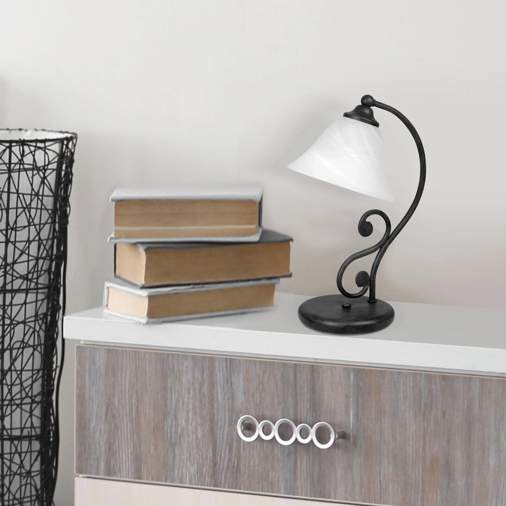 Lampada da tavolo Dorothea vetro nero opaco E14 Rabalux