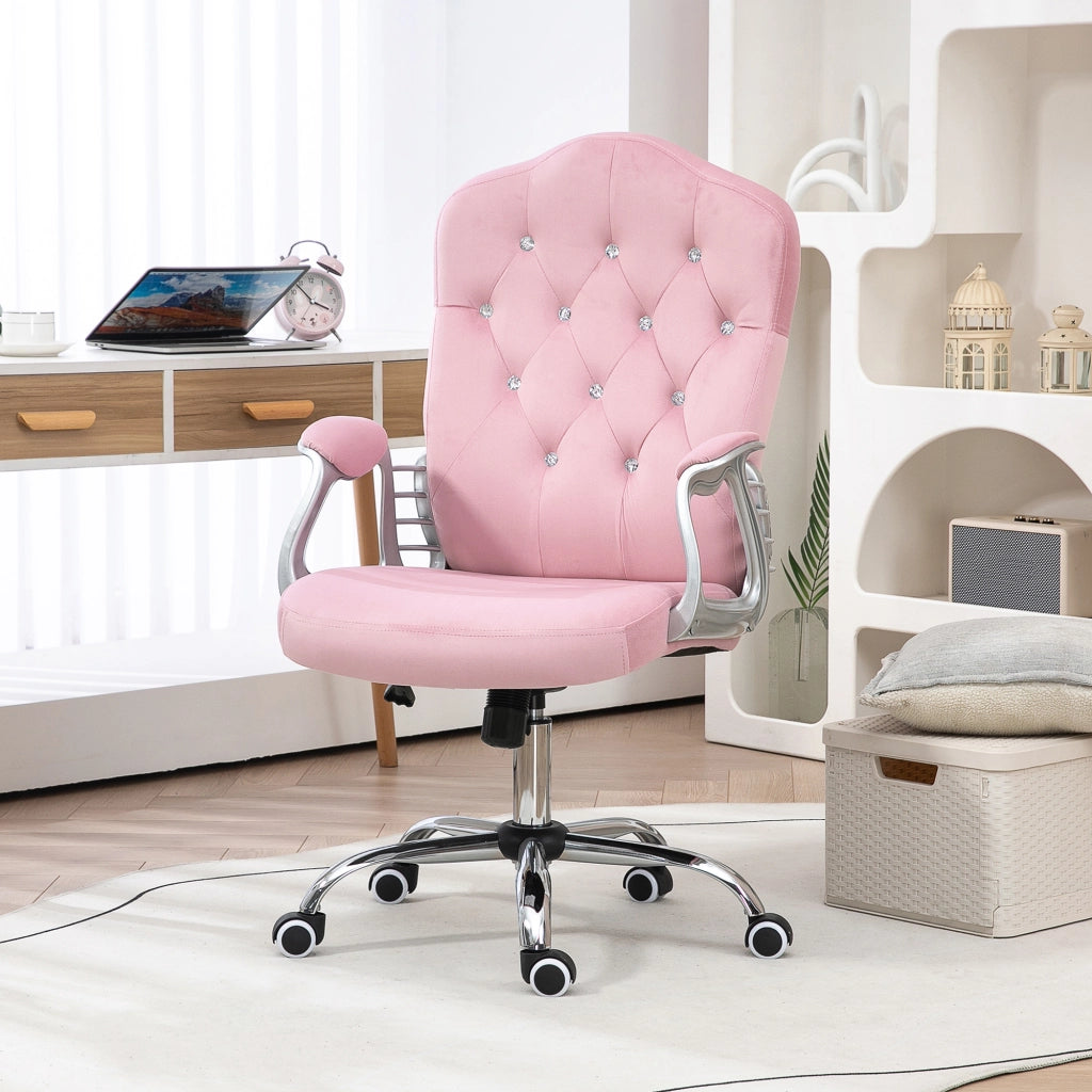 Sedia da ufficio ¨C Minimal ¨C Schienale regolabile altezza variabile velluto rosa