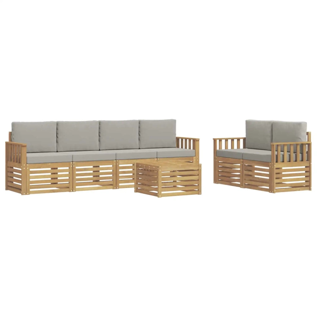 Set di divani da esterno 7 pcs Bianco e Grigio Chiaro 3391426