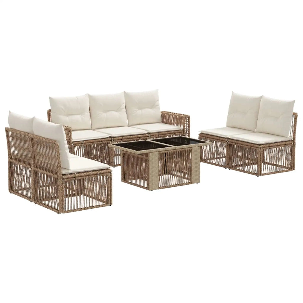 Set Divano da Giardino 8 pz Beige e Bianco Crema polyrattan 3436776