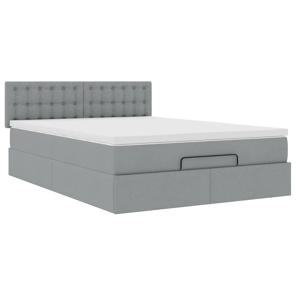 Pouf Letto con Materasso e LED Grigio Chiaro 140x190 cm 3312471