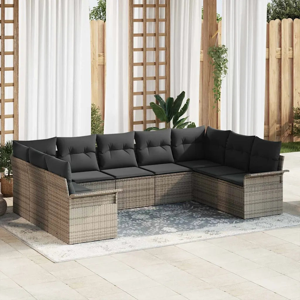 Set Divano da Giardino con cuscino Grigio polyrattan 3345519