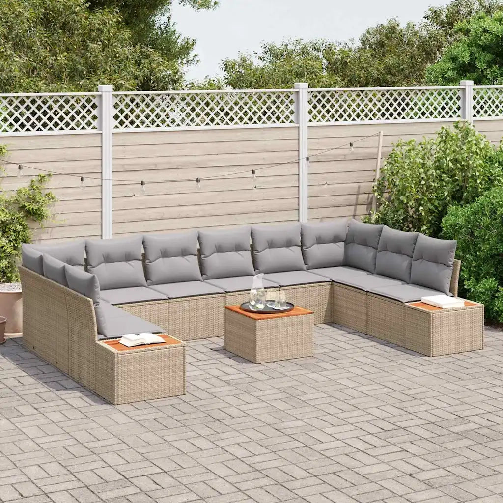 Set Divano da Giardino 10 pcs Beige e Grigio Chiaro Polyrattan 3356850