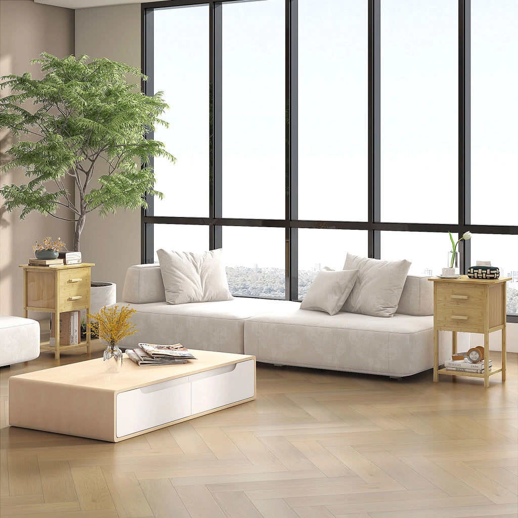 Comodini con 2 Cassetti e Ripiano ¨C Minimal ¨C Legno 40x34x60 cm