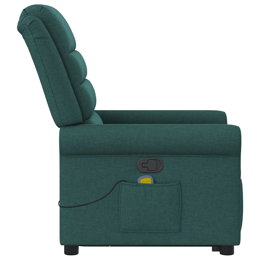 Poltrona Alzapersona Massaggiante Verde Scuro in Tessuto 3303330