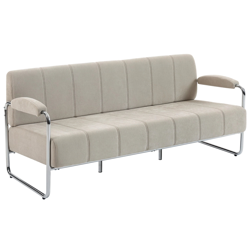Divano 3 Posti Tessuto Beige ¨C Minimal ¨C 174x75x76 cm