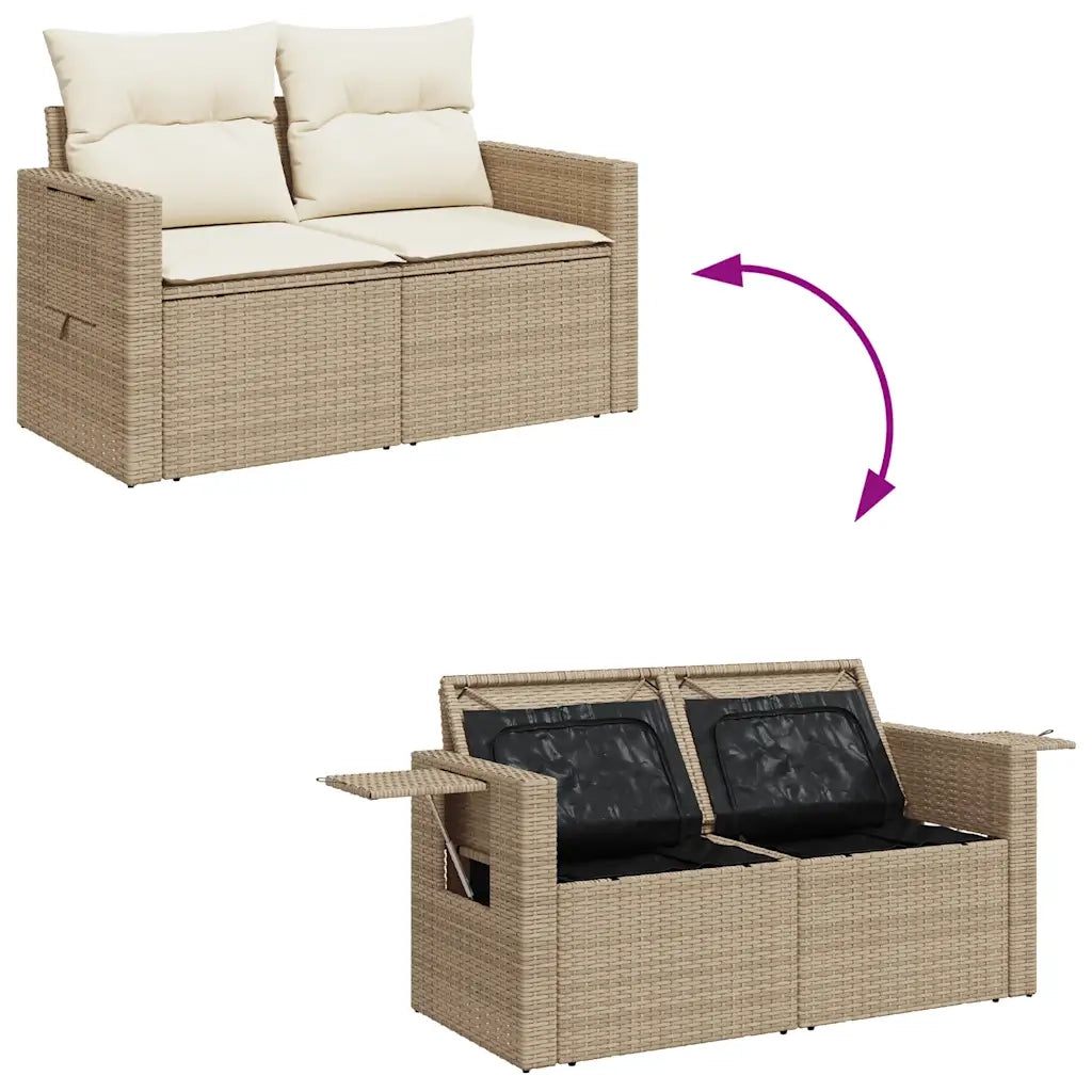 Set Divani da Giardino 7 pz con Cuscini Beige in Polyrattan 3326489
