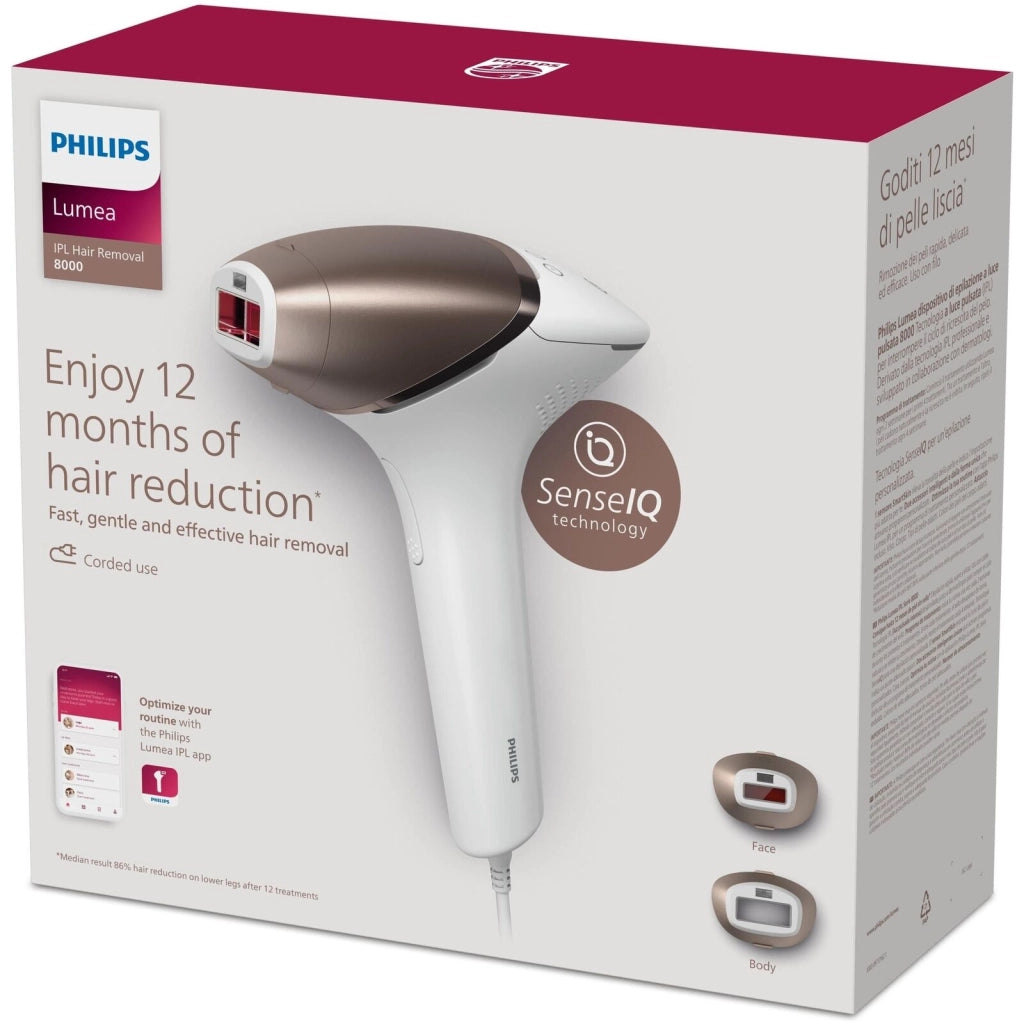 Philips Lumea Prestige 8000 Series Epilatore a luce pulsata IPL con Tecnologia SenseIQ e 2 accessori per viso e corpo BRI945/00