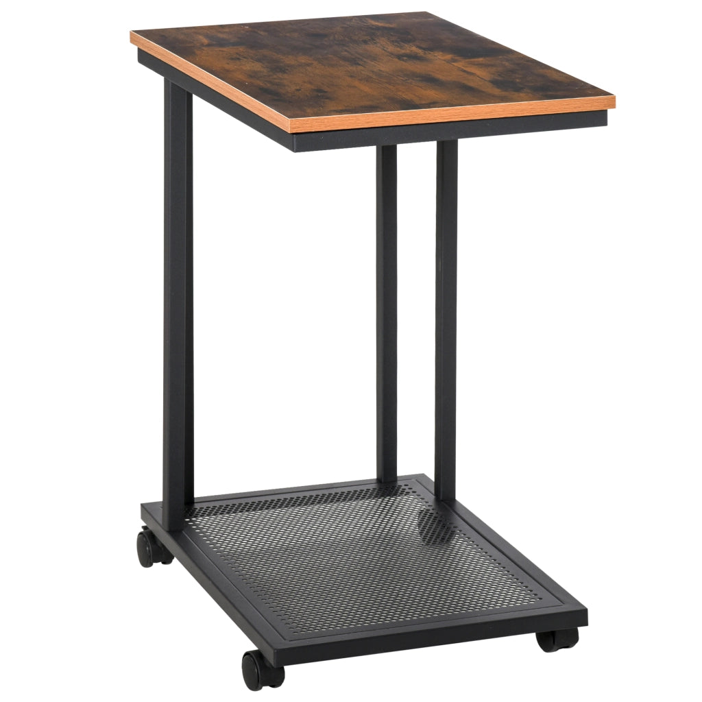 Tavolino da caff¨¨ con ruote ¨C Minimal ¨C Legno e metallo 51x36x65 cm