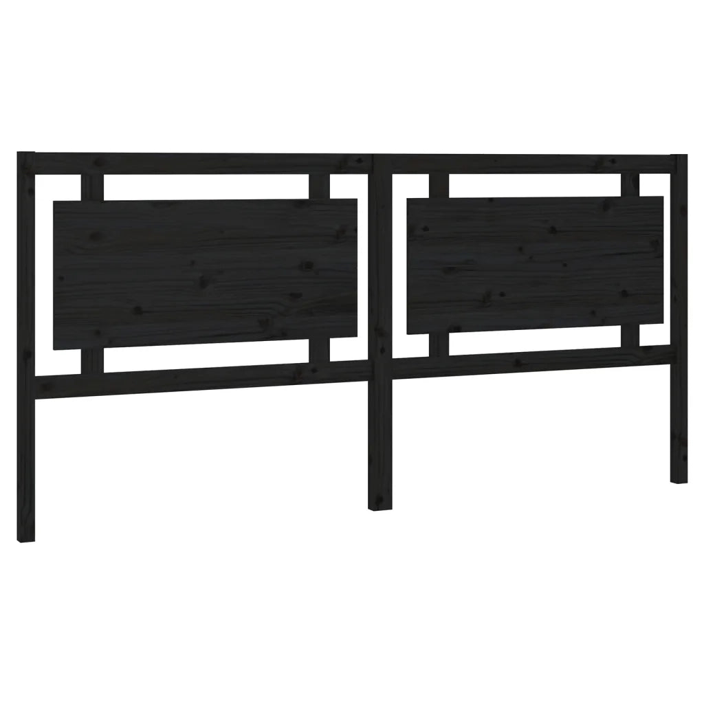 Testiera per Letto-Testata-Testiera Decorativa Nera 205,5x4x100cm in Legno Massello di Pino 957819