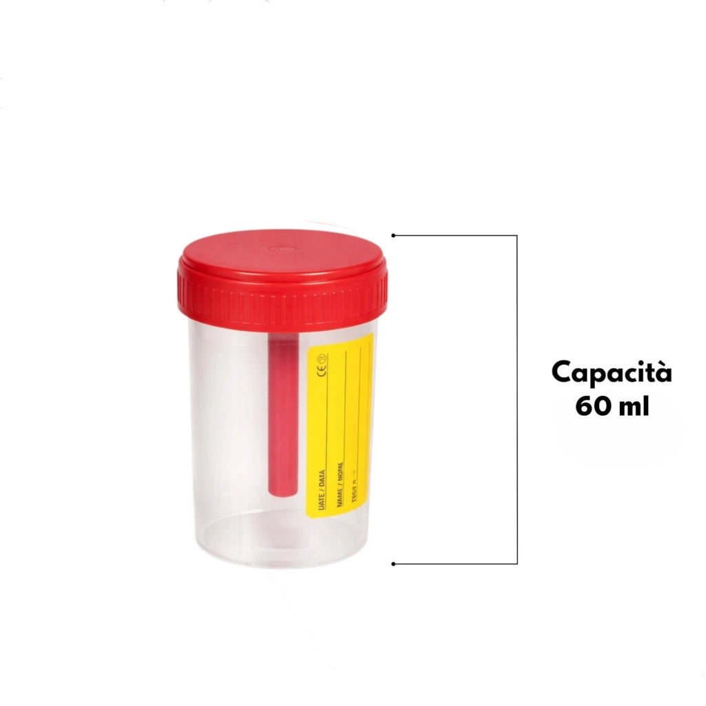 2 Contenitori Sterili Feci 60 ml Monouso con Tappo Ermetico 578943