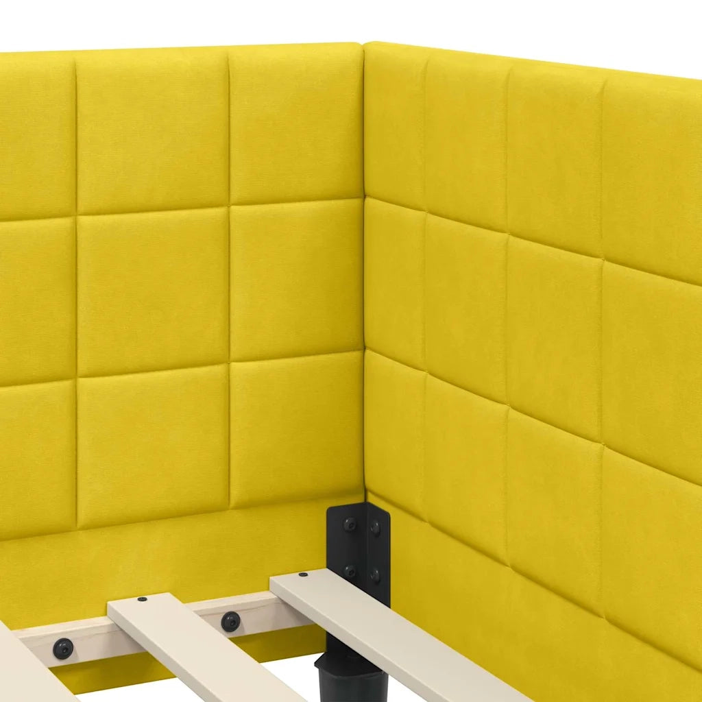 Cornice del letto ad angolo Giallo 90 cm x 200 cm Velluto 42016394