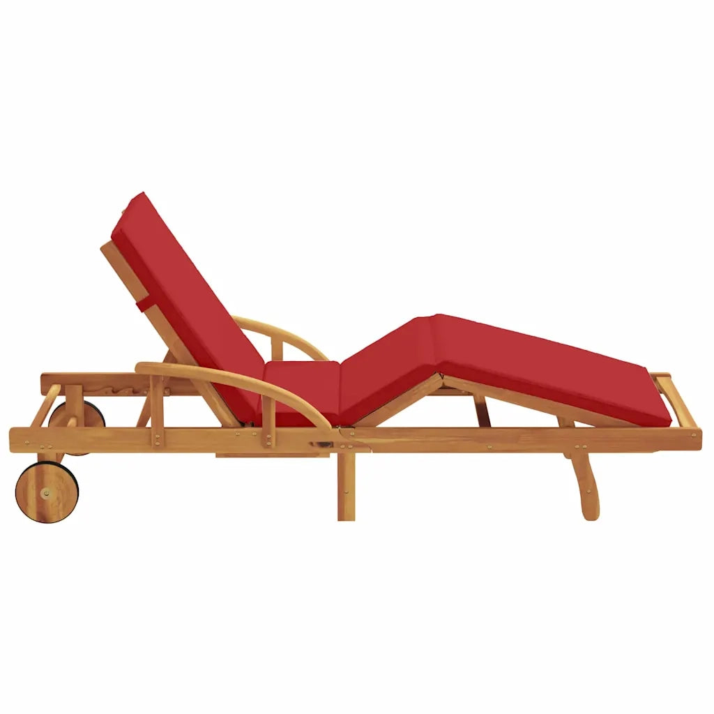 Lettino da sole Rosso 200 x 67 x 84 cm Legno di Acacia Massello 4105531