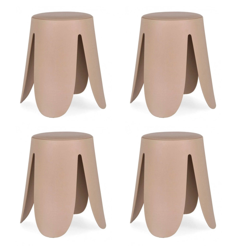 Set 4 Sgabelli  Ø37x47 cm in Similpelle Imogen Avorio