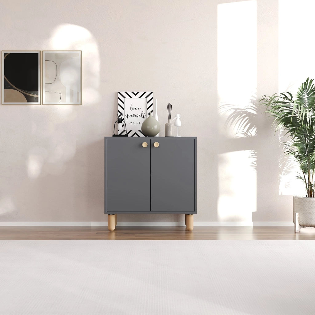 Credenza in legno "Lina" - 72 x 36 x 73 cm - Grigio antracite