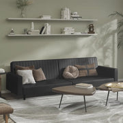Divano Letto a 2 Posti Nero in Similpelle 375951
