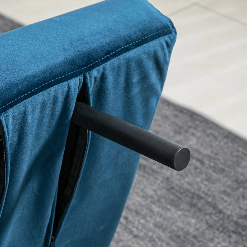 Divano letto 2 posti con schienale regolabile e cuscini ¨C Minimal ¨C blu velluto
