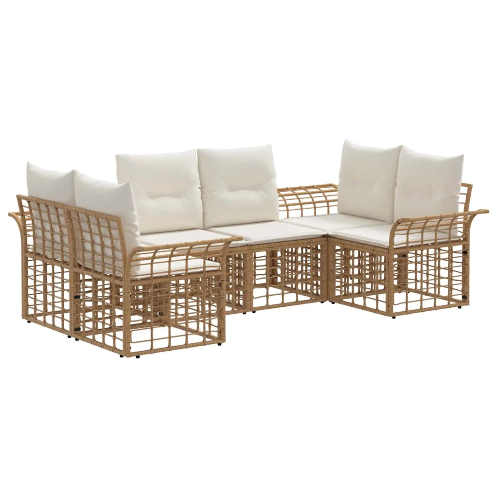 Set di divani da esterno 6 pcs Naturale e Bianco Crema 3437754