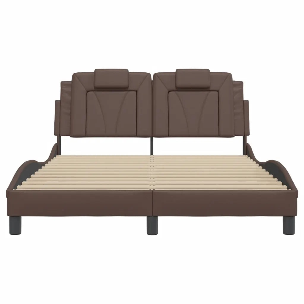Letto matrimoniale | Letto per adulti | Giroletto Viana con LED senza Materasso Marrone 120x200 cm