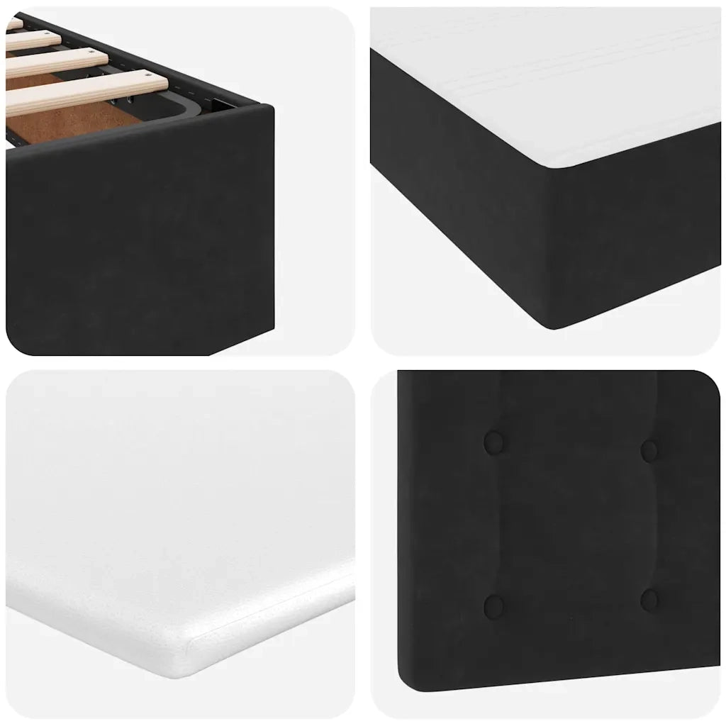 Letto con contenitore e materasso Nero 200 x 200 cm Velluto