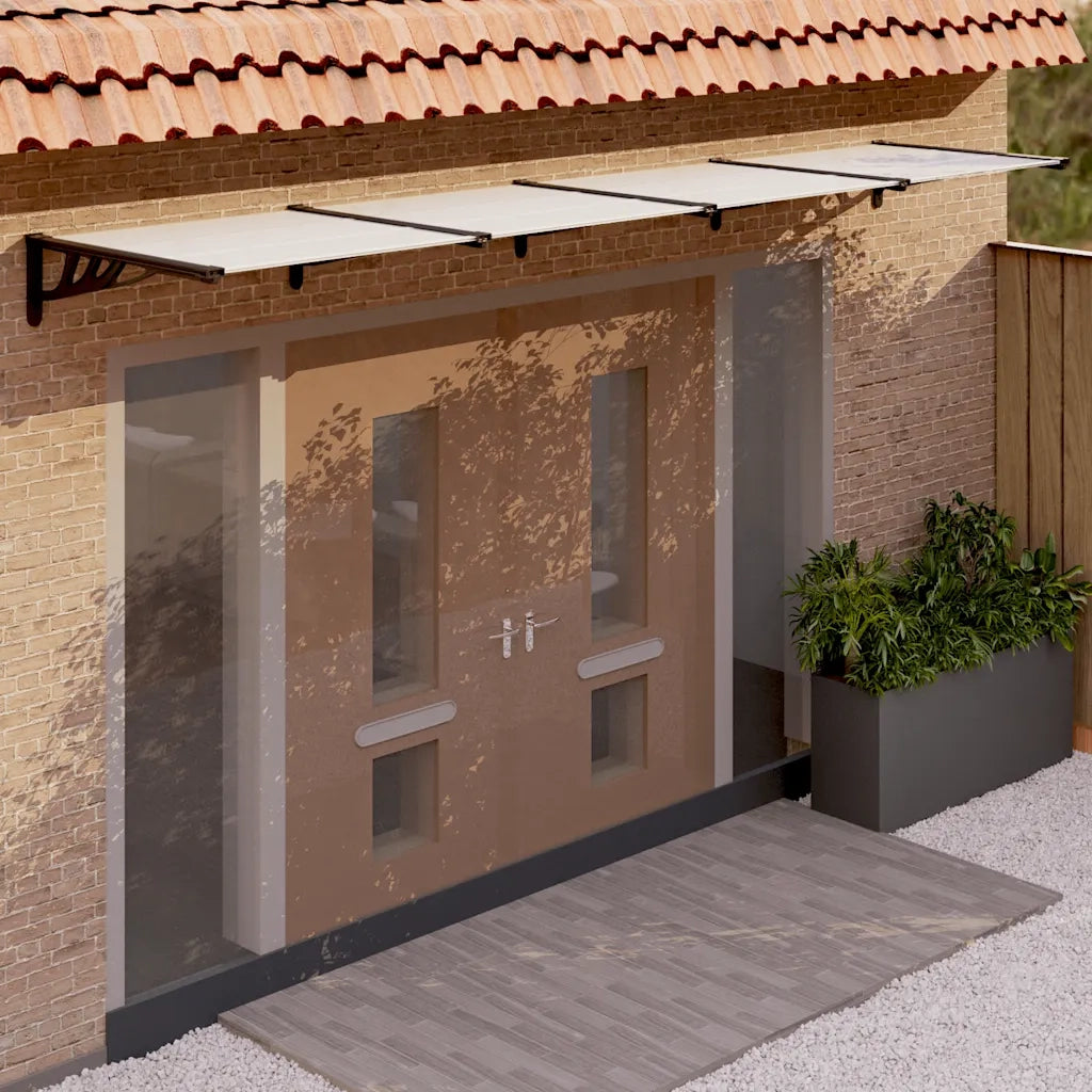 Tettoia per Porta Nero e Trasparente 396x90 cm Policarbonato CFW6969996
