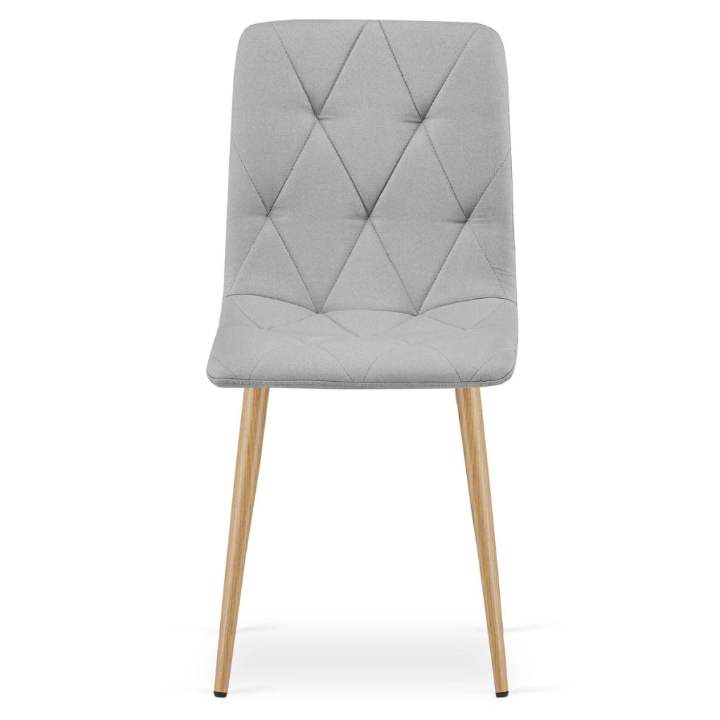 Sedia Libra in tessuto grigio chiaro con gambe effetto legno