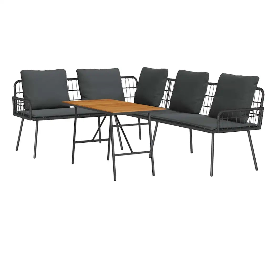 Set Divano da Giardino 2 pz-Sofa da Giardino-Divanetto da esterno Nero polyrattan