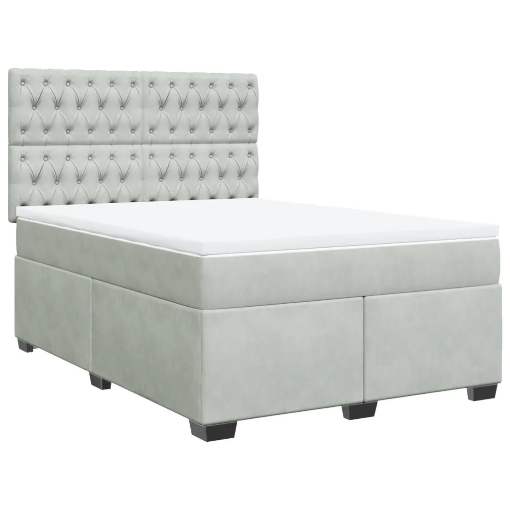Giroletto a Molle con Materasso Grigio Chiaro 160x200cm Velluto