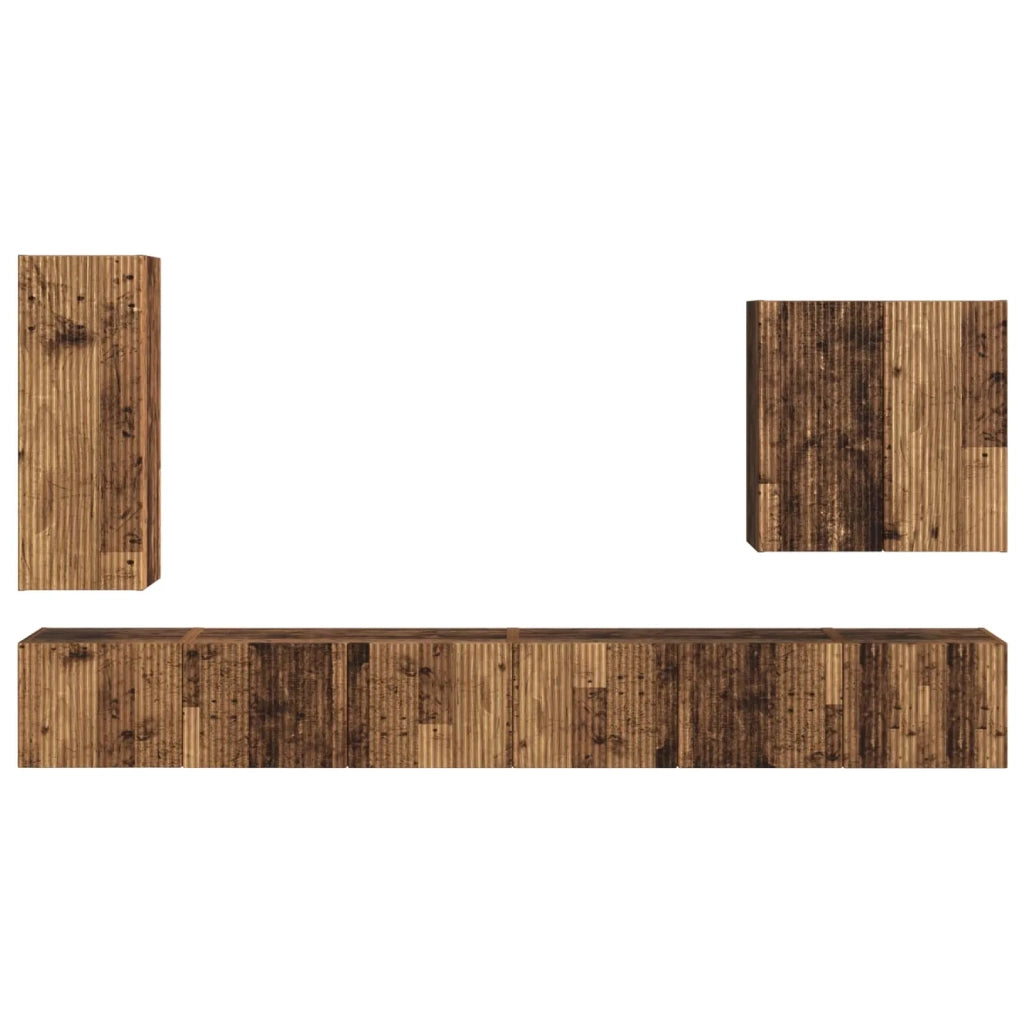 Set di Mobiletto da TV a Parete 6 pcs Legno vecchio 3408950