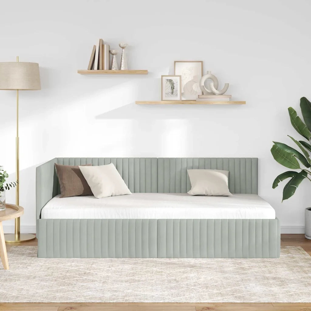 Cornice del letto ad angolo Grigio chiaro 90 cm x 190 cm 42016256