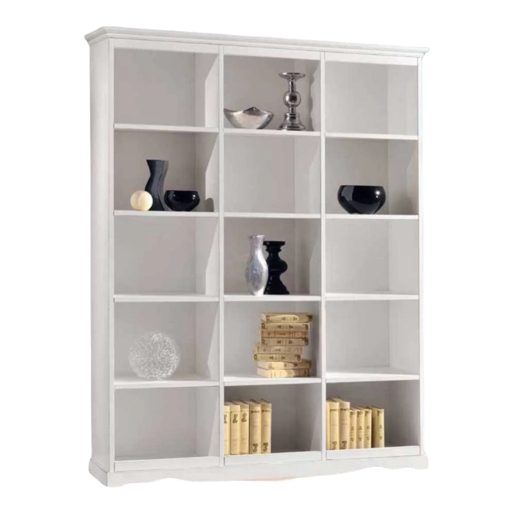 Libreria a giorno classica legno bianco 156x38x205 - Mobili 2G