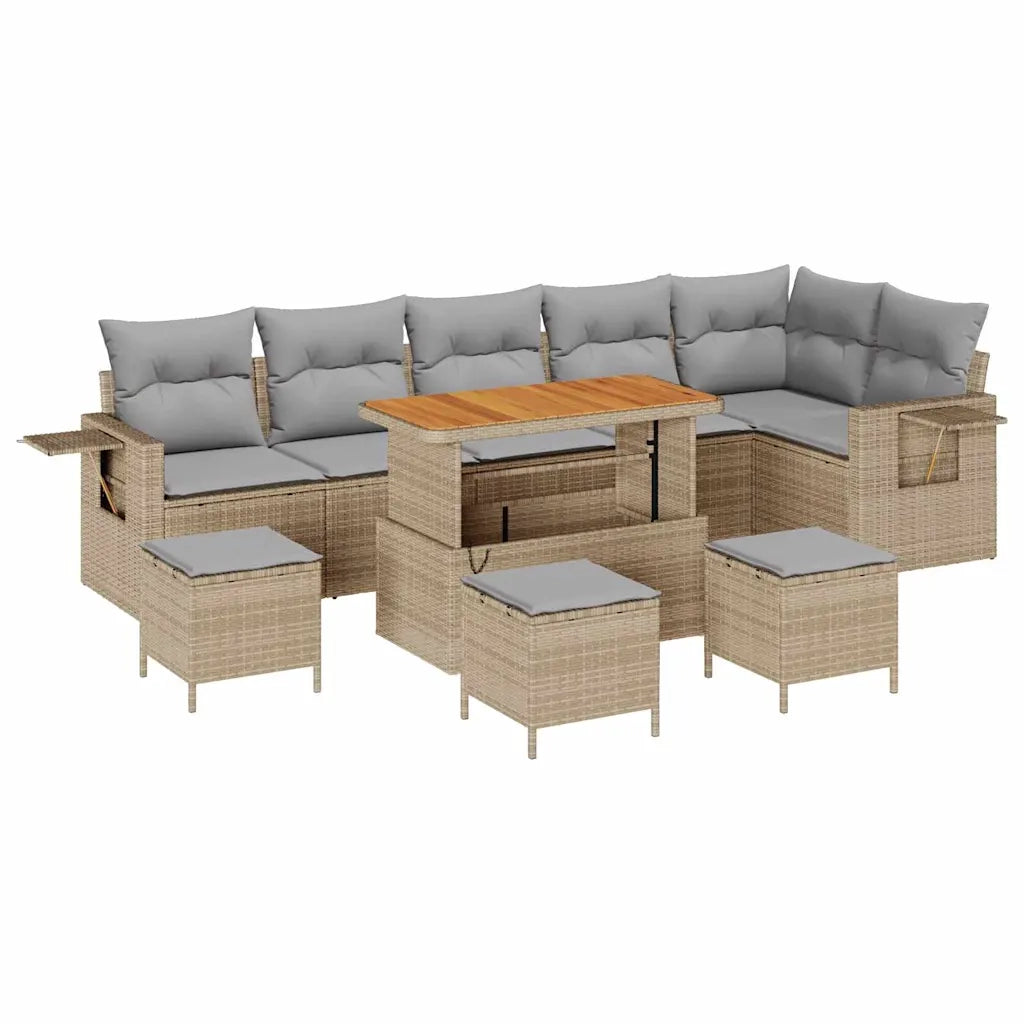 Set Divano da Giardino 12 pcs Beige e Grigio Chiaro polyrattan