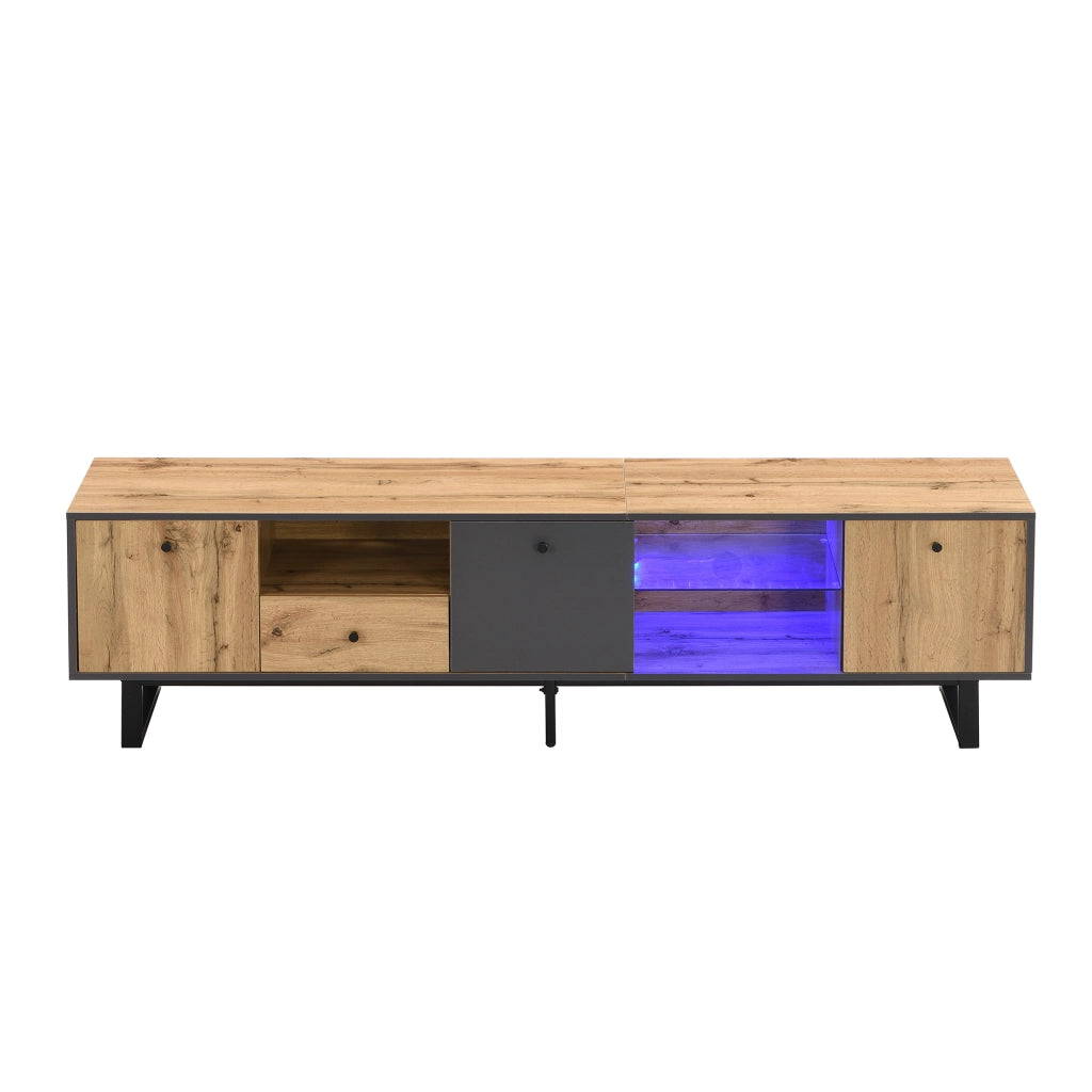 Lowboard TV naturale in truciolato lunghezza 190 cm