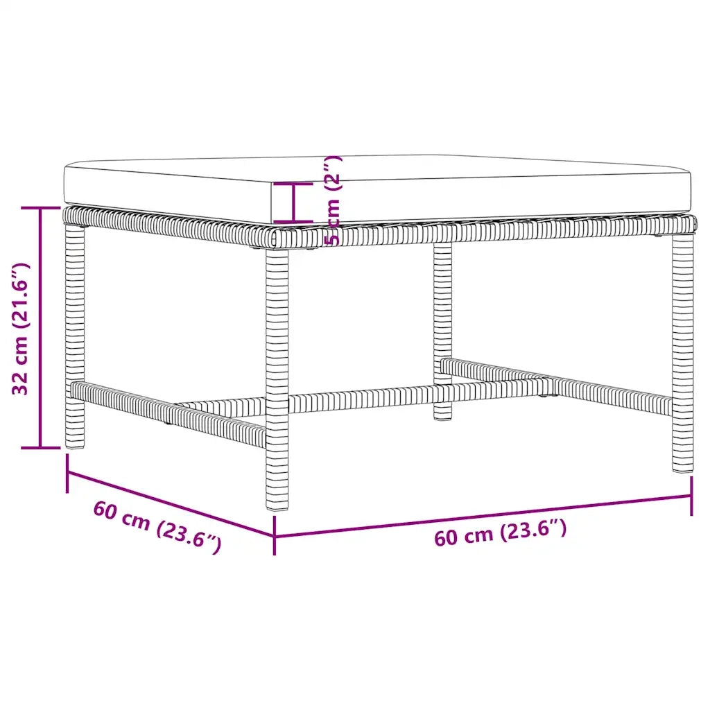 Poggiapiedi Modulare con Cuscino in Polyrattan Nero CFW5813082