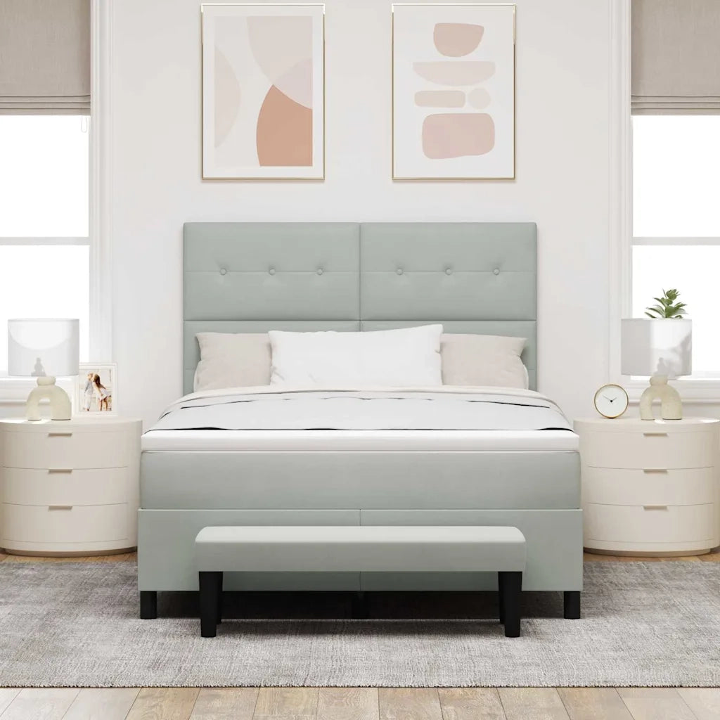 Letto a molle con materasso Grigio chiaro 140 x 200 cm Velluto