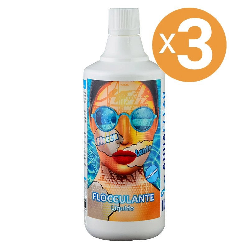 Flocculante Liquido Effetto Schiarente Per Piscina, 3 Confezioni Da 1 Kg