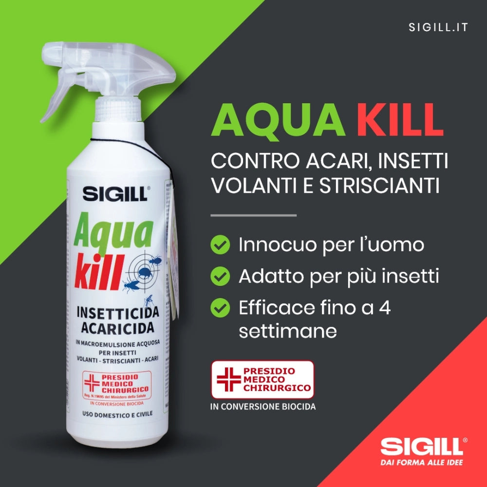 Insetticida acaricida acqua kill insetti striscianti volanti acari 500ml 4 pezzi