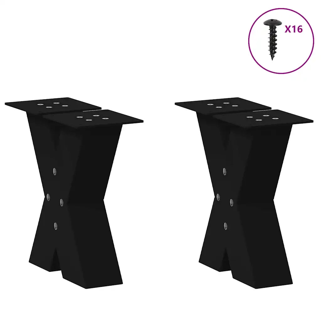 Gambe per Tavolino da Caffè a Forma di X 2 pz Nere 40x(30-31) cm Acciaio 4012932