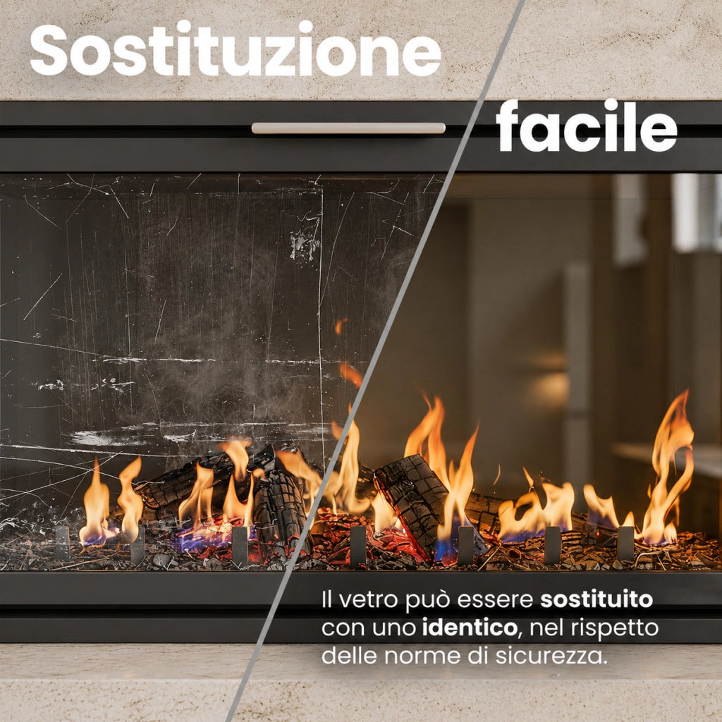 407 x 377 x 4 mm - Vetro per stufa a legna - vetro camino di ricambio - vetro per caminetto resistente al fuoco - France Vitre