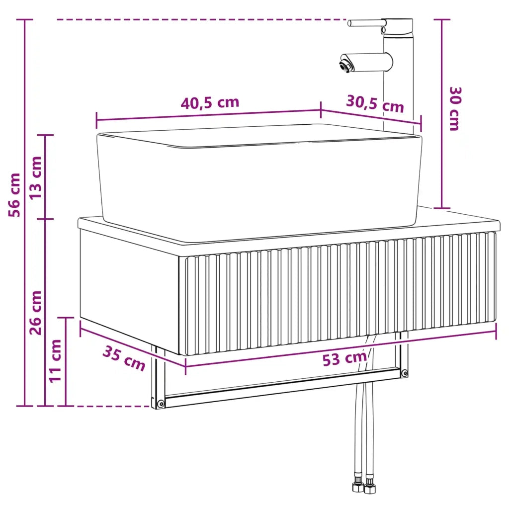 Lavabo da Parete Sonoma grigio 53 x 35 x 39 cm 890214