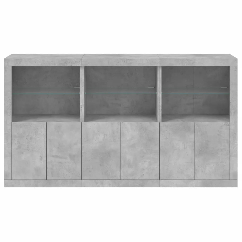 Credenza con Luci LED-Buffet-Armadio da cucina Grigio Cemento 181,5x37x100 cm 926222