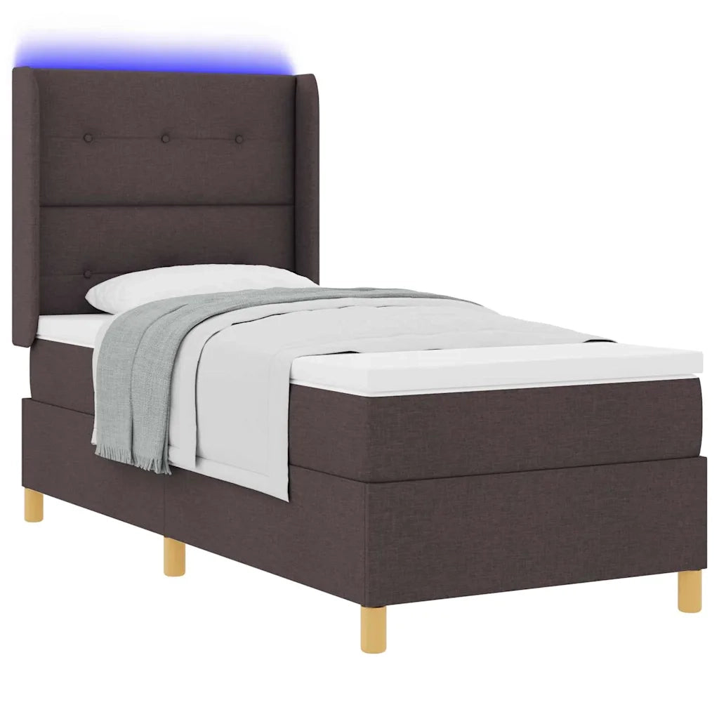 Letto a molle con strisce LED Marrone 90 x 190 cm Tessuto 3343668