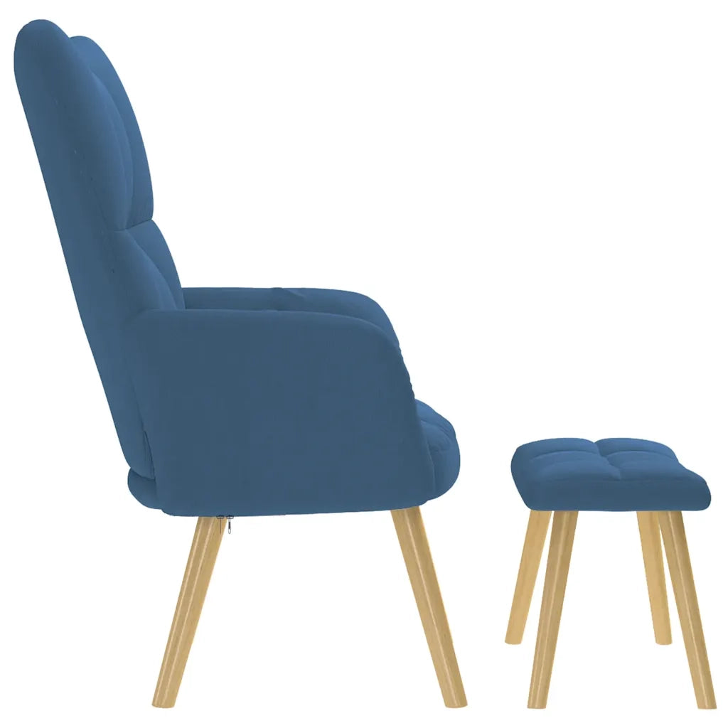 Poltrona Relax con Poggiapiedi Blu in Tessuto 4016786