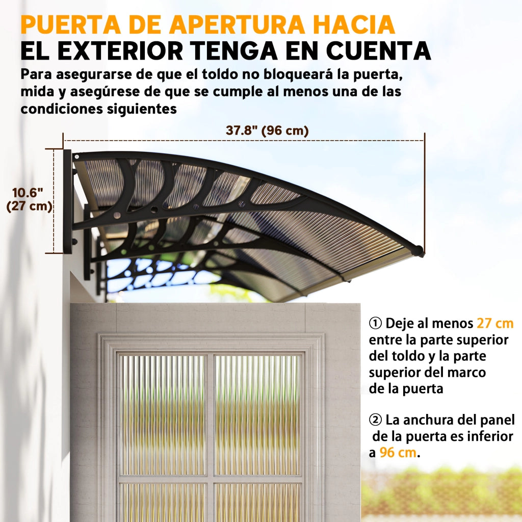 Tettoia Pensilina per Porte e Finestre ¨C Xylo ¨C 303x96x27 cm Alluminio Policarbonato Marrone