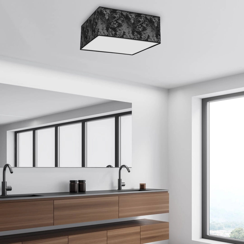 Plafoniera Satino quadrata 50 cm 3xE27 nera Milagro